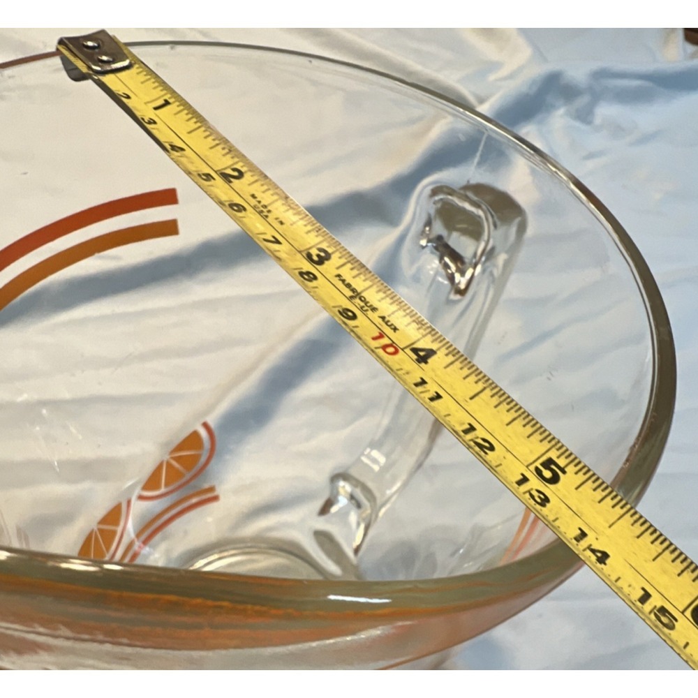 Vintage Clear Glass Pitcher Orange Citrus Slice Stripes Retro Juice Carafe‎ 8in - Picture 8 of 9